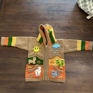 Hand made Peruvian Colorful Knit Children's Sweater with Animal Design
